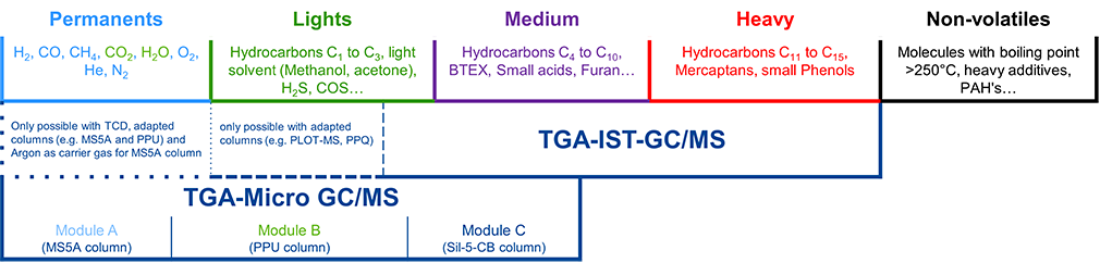 TGA-Micro GC/MS 및 TGA-GC/MS의 적용 범위