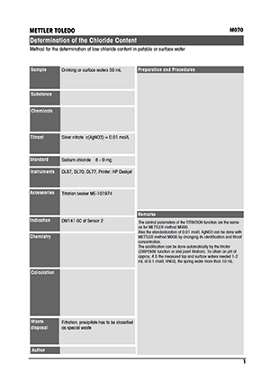 Determination of the Chloride Content / M070