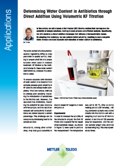Water Content in Antibiotics through Direct Addition Using Volumetric KF Titration
