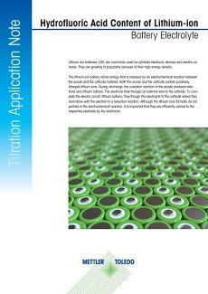 Hydrofluoric Acid Content of Lithium-Ion Battery Electrolyte