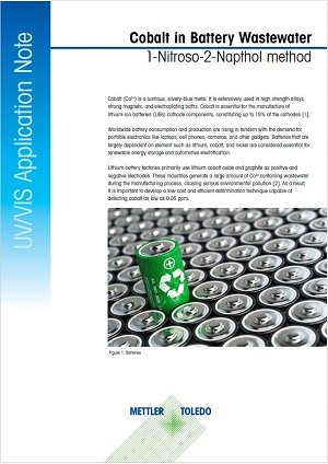 Determining Cobalt Content in Battery Wastewater by UV Vis Spectroscopy Using 1-Nitroso-2-Napthol Indicator