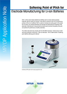 Application note on the softening point determination of pitch used in anode manufacturing for lithium-ion batteries.