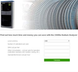 cost saving calculator with sodium analyzer