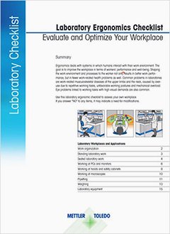 Ergonomics Checklist for Laboratory 