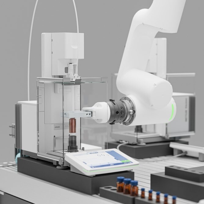 Robotic arm performing automated lab testing