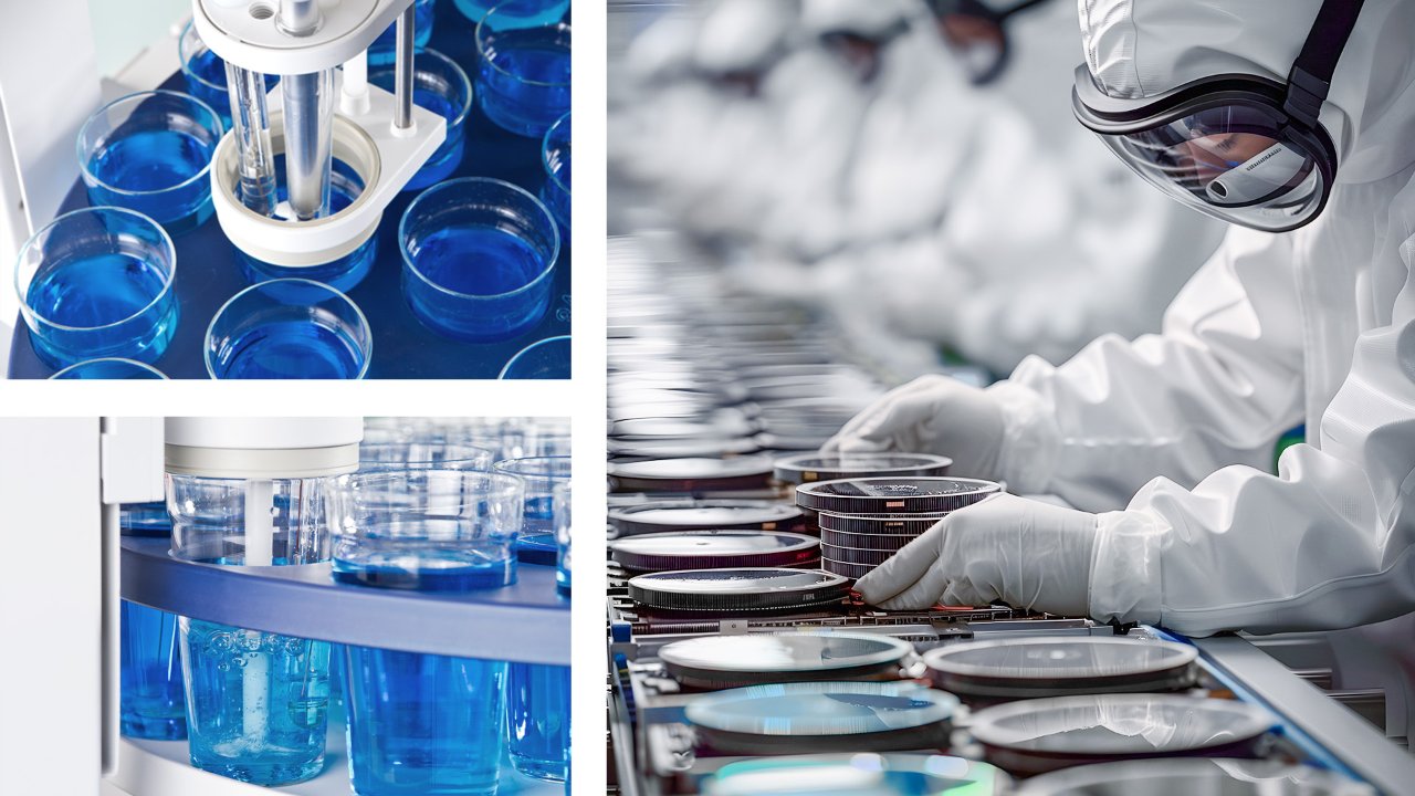 Photo collage of researcher working on automated measurement with InMotion for semiconductor frontend manufacturing