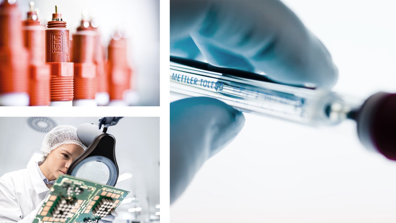 Female lab scientist working on front-end semiconductor manufacturing using pH sensors