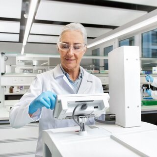 Researchers working in a laboratory
