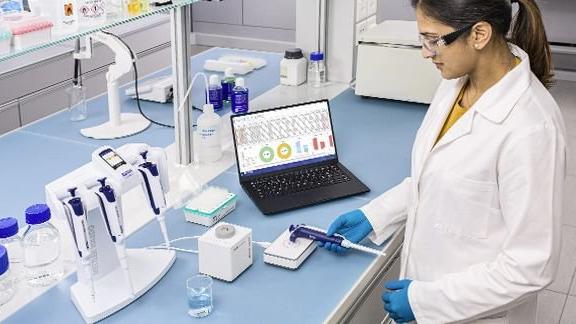 Scientist using METTLER TOLEDO PipetteX software