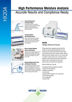 Datasheet: HX204 Halogen Moisture Analyzer Datasheet: HX204 Halogen Moisture Analyzer
