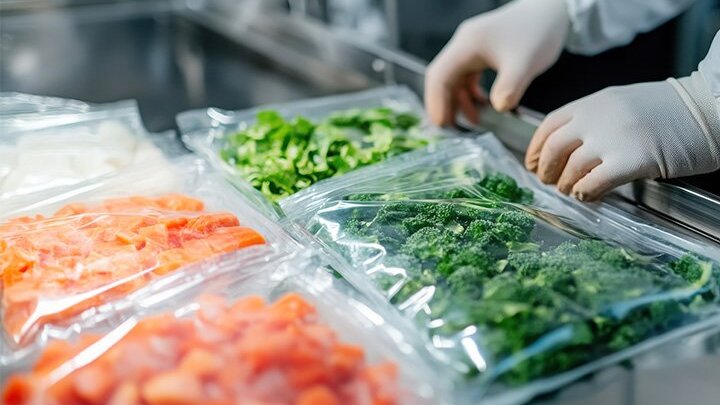 Bags of fresh vegetables