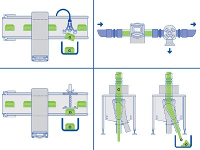 Industrial metal detector reject devices
